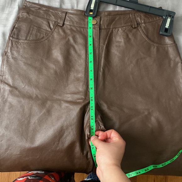 Metro style dark brown leather pants. - Picture 11 of 12